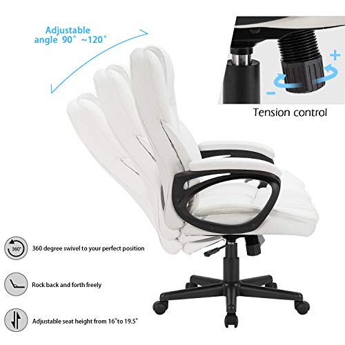 Office Executive Chair High Back Adjustable Swivel PU Leather with Lumbar Support I3854