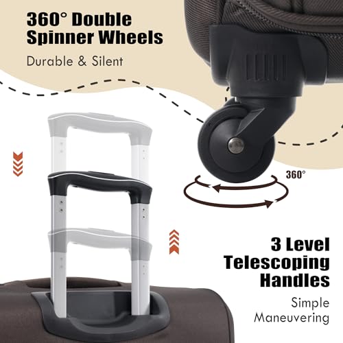 Softside 3-Piece Expandable Luggage Set with TSA Lock Spinner Wheels S375