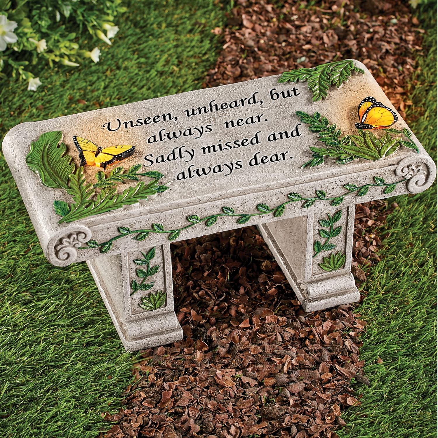 Solar Powered LED Outdoor Garden Memorial Bench with Heartwarming Inscription V568