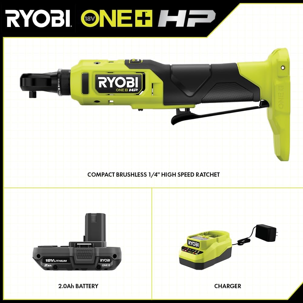 18V 1/4" Brushless Cordless Compact Ratchet Kit with Battery and Charger U940