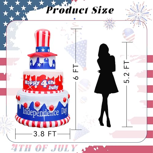 4th of July Inflatables Outdoor Cake with LEDs Patriotic Garden Yard Decoration N28503