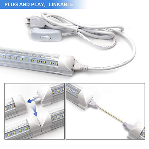 10-Pack 8ft LED Shop Light Fixture, 90W T8 Integrated Tube, 6500K 12000LM, Linkable T267