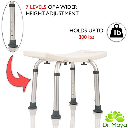 Adjustable Shower Chair with Grab Bar, Plastic Bath Seat, 300 Lb Capacity E9090