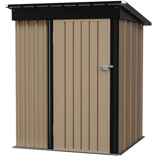 Flamaker Storage Shed Waterproof Metal Garden Shed with Lockable Door Utility Tool Shed Outdoor Storage for Backyard, Patio and Lawn (5 x 3 FT)