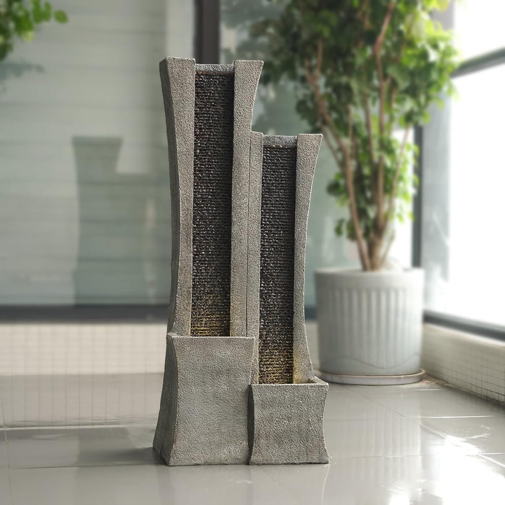 Indoor Outdoor Floor-Standing Water Fountain with LED Lights, 39.76" H O474815