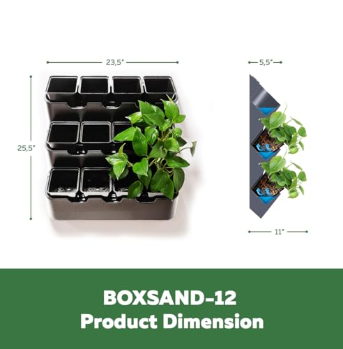 Wall Planter for 12 Plants, Indoor/Outdoor, White with Black Pots N25993