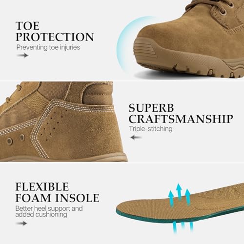 Men's Tactical Boots 8 Inches Lightweight Suede Leather Military Work Boot J951812