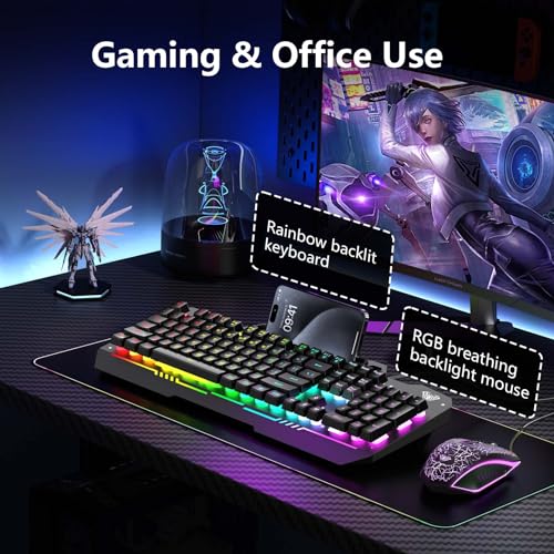 Gaming Keyboard and Mouse Combo, RGB Backlit, USB Wired A5894