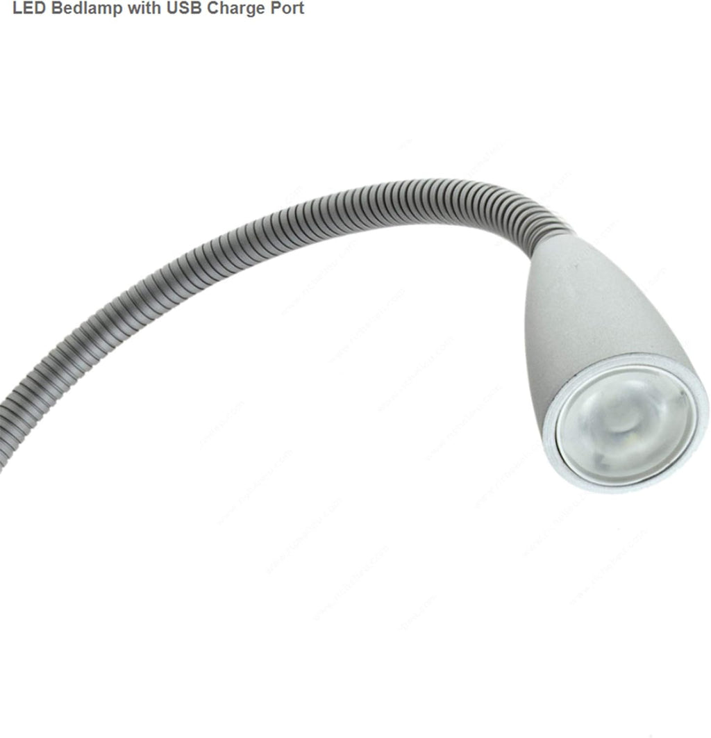 LED Bed Lamp with USB Charger Port, Gooseneck Reading Light, 3-Way Switch T6830