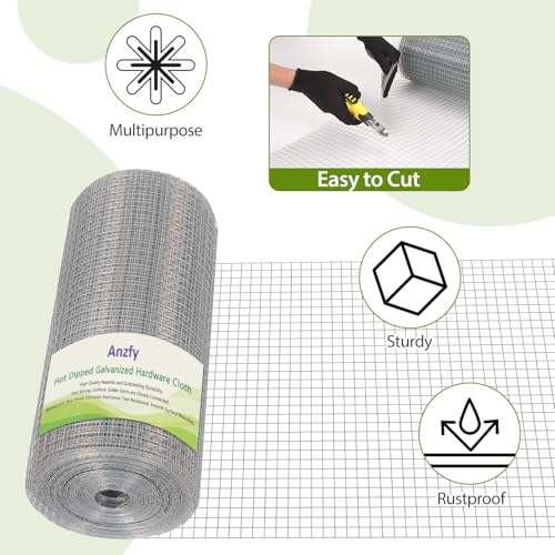 Hardware Cloth, 24in x 100ft, 1/2inch Galvanized Wire Mesh Roll L708