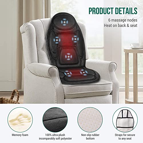 Vibration Back Massager with Heat, Seat Cushion N820