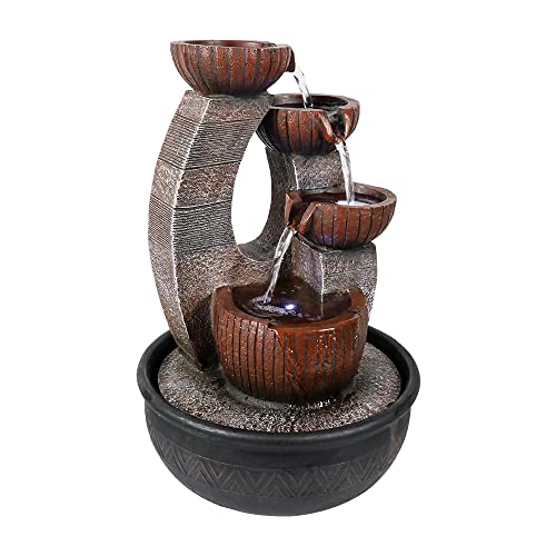 Tabletop Water Fountain with LED Lights, 5-Tier Indoor Cascading Water Feature D632