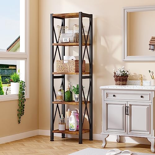 3 Tier Industrial Bookcase, Rustic Etagere Bookshelf for Living Room U5786
