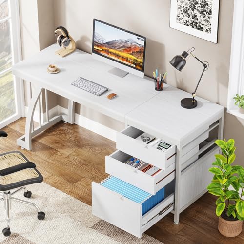 Computer Desk with 3 Drawers, 59-Inch Study Writing Table for Home Office E234