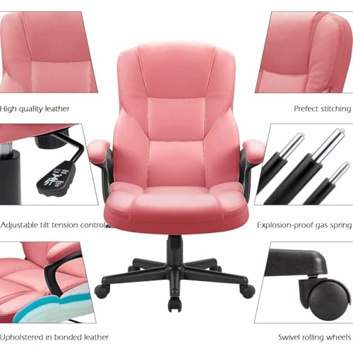 Office Executive Chair High Back Adjustable Swivel PU Leather with Lumbar Support I3854
