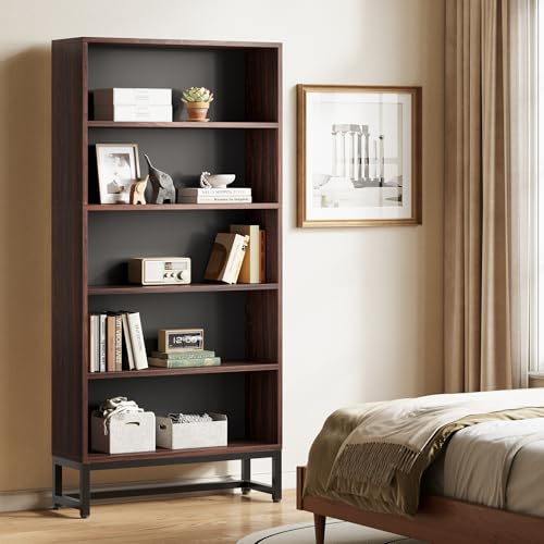 70.8 Inch Tall 5-Tier Bookcase with Closed Back Shelf for Living Room, Bedroom S15331