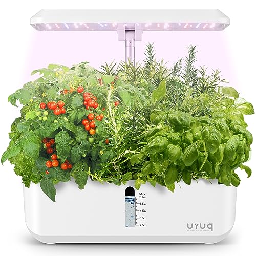 Hydroponics Growing System Indoor Garden: URUQ 12 Pods Indoor Gardening System with LED Grow Light Height Adjustable Plants Germination Kit Quiet Smart Pump - Hydroponic Planter Fresh Harvest White