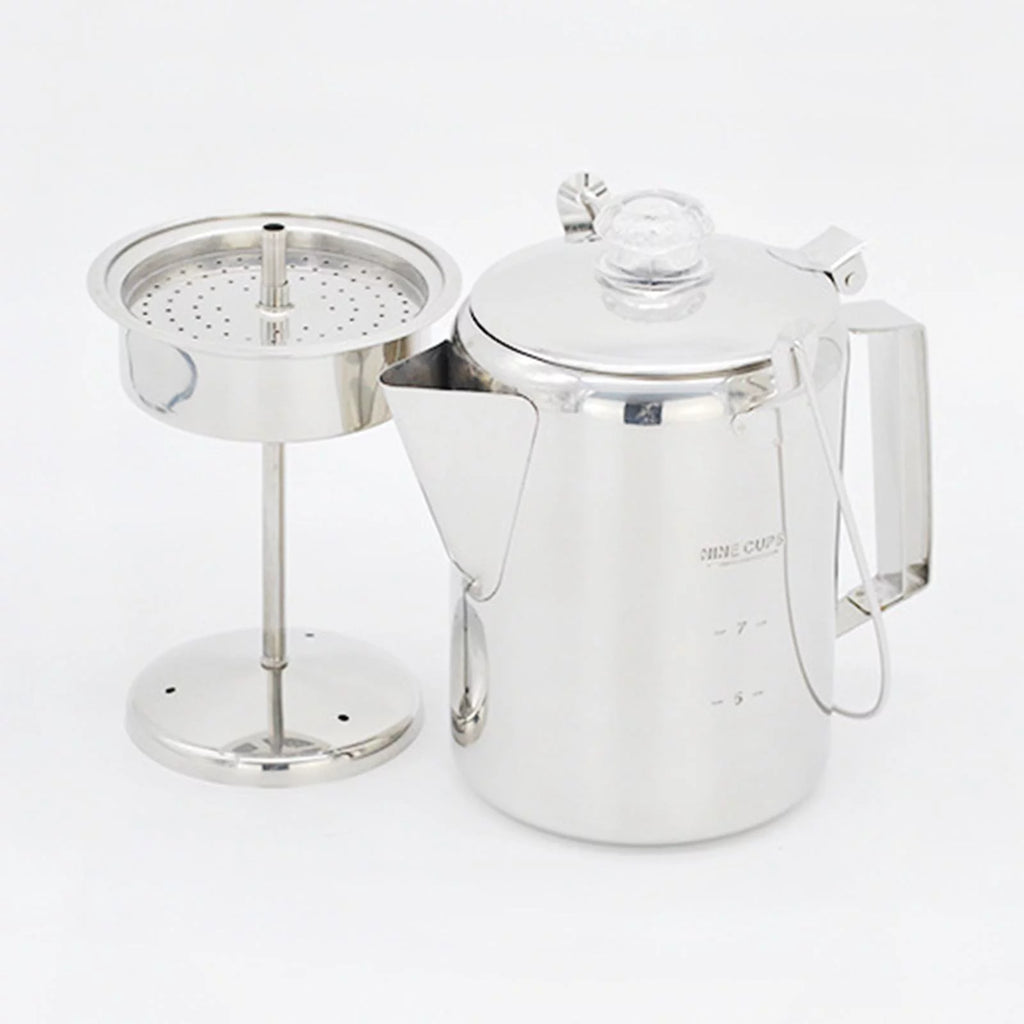 Stainless Steel Camping Coffee Percolator, 9 Cups, Stovetop & Campfire E19778
