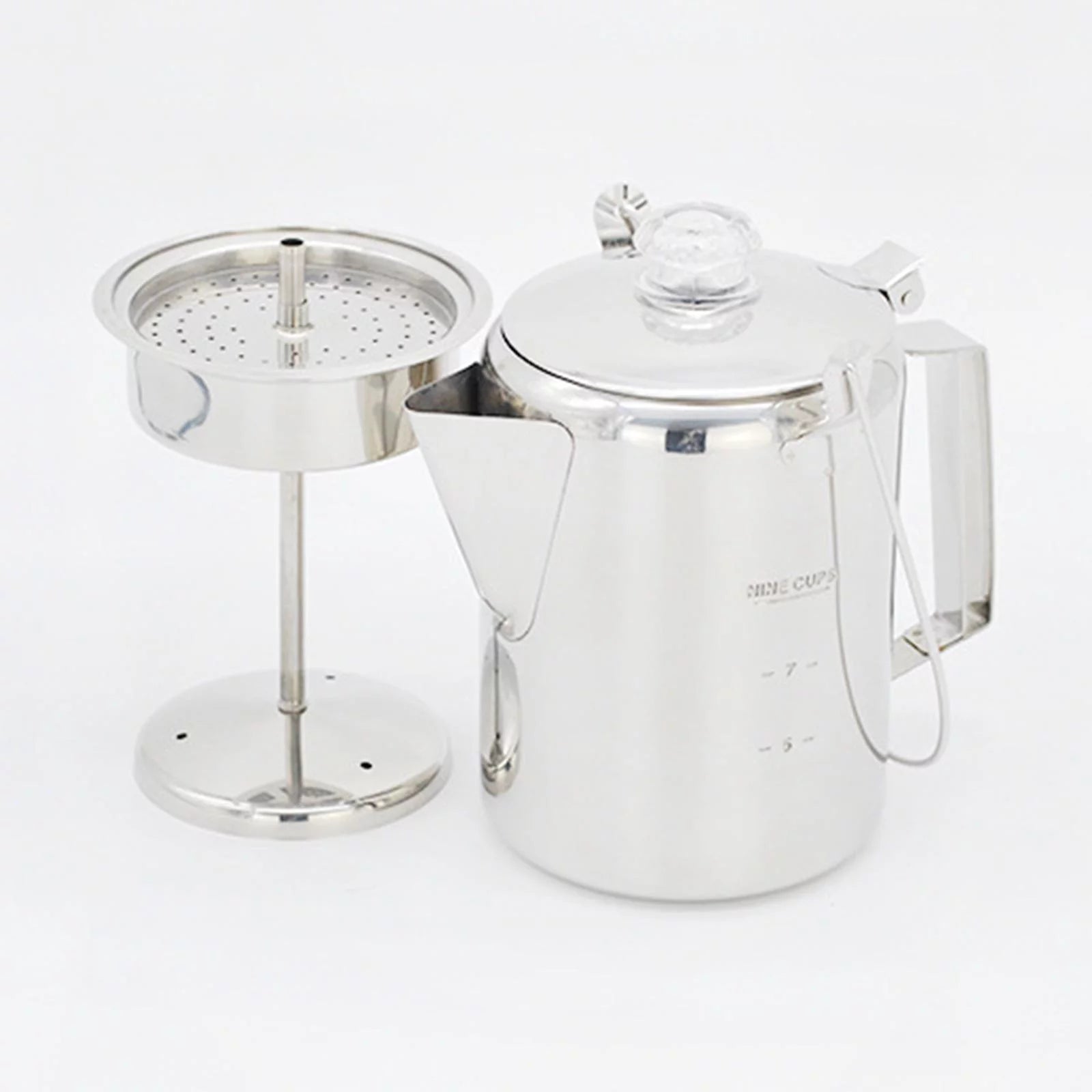 Stainless Steel Camping Coffee Percolator, 9 Cups, Stovetop & Campfire E19778