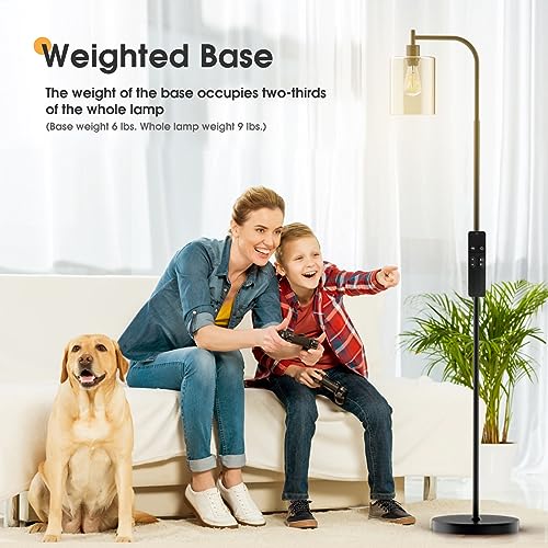 LED Floor Lamp with Glass Lampshade for Living Room, Bedroom, Office U1731