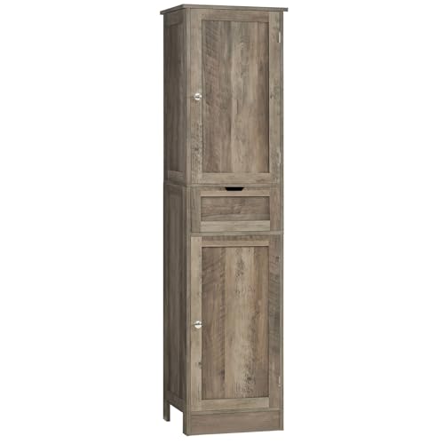 Iwell 67" Tall Bathroom Cabinet, Storage Cabinet with 2 Doors & 1 Drawer, Bathroom Storage Cabinets with Adjustable Shelves, for Living Room, Entryway, Home Office, White