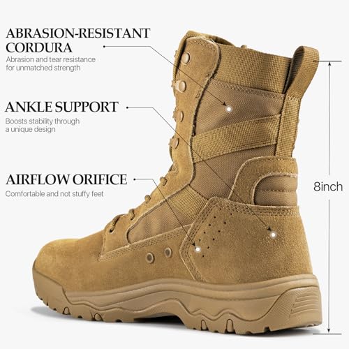 Men's Tactical Boots 8 Inches Lightweight Suede Leather Military Work Boot J951812