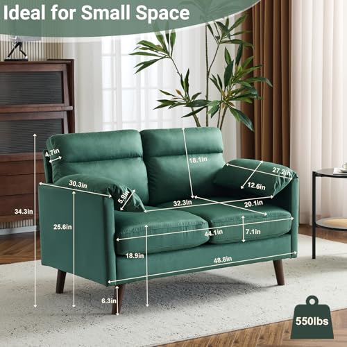 Mini Loveseat Sofa Couch with Suede Upholstery for Small Spaces, Beige S268011