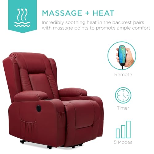Electric Power Lift Recliner Massage Chair with Heat and USB Port, Brown M560374