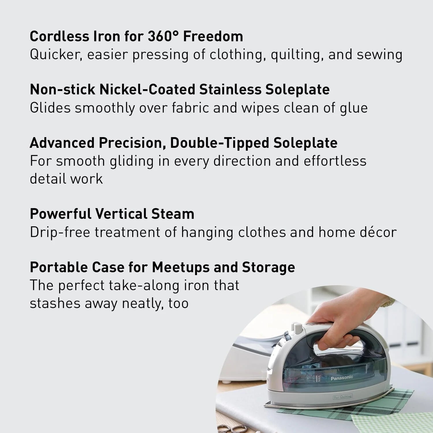 Cordless Iron, Portable 360-Degree Dry and Steam Iron with Stainless Steel Soleplate N568685