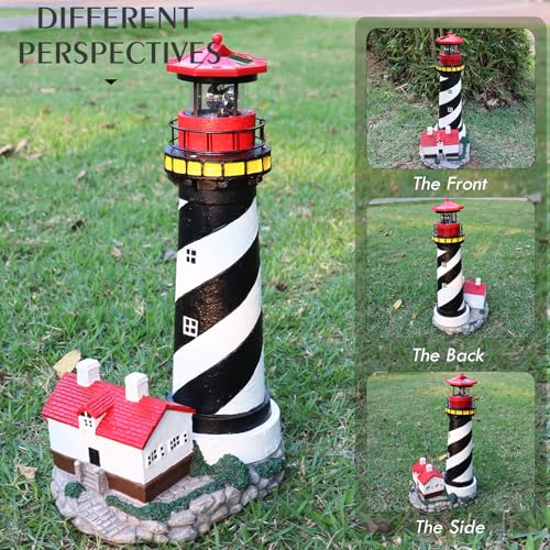 Solar Lighthouse with Rotating Beacon for Outdoor Garden Decor A48617