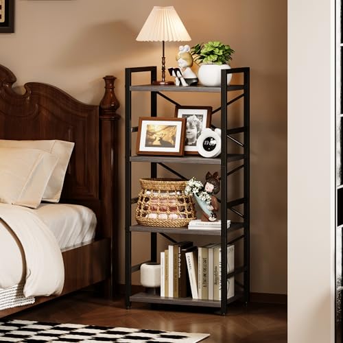 3 Tier Industrial Bookcase, Rustic Etagere Bookshelf for Living Room U5786