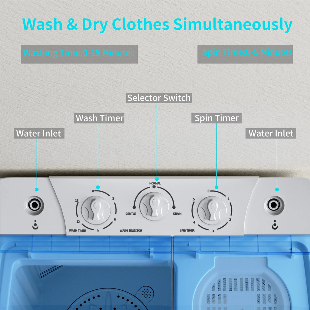 Portable Twin Tub Washer & Dryer Combo, 2.33 cu.ft., Blue V943121