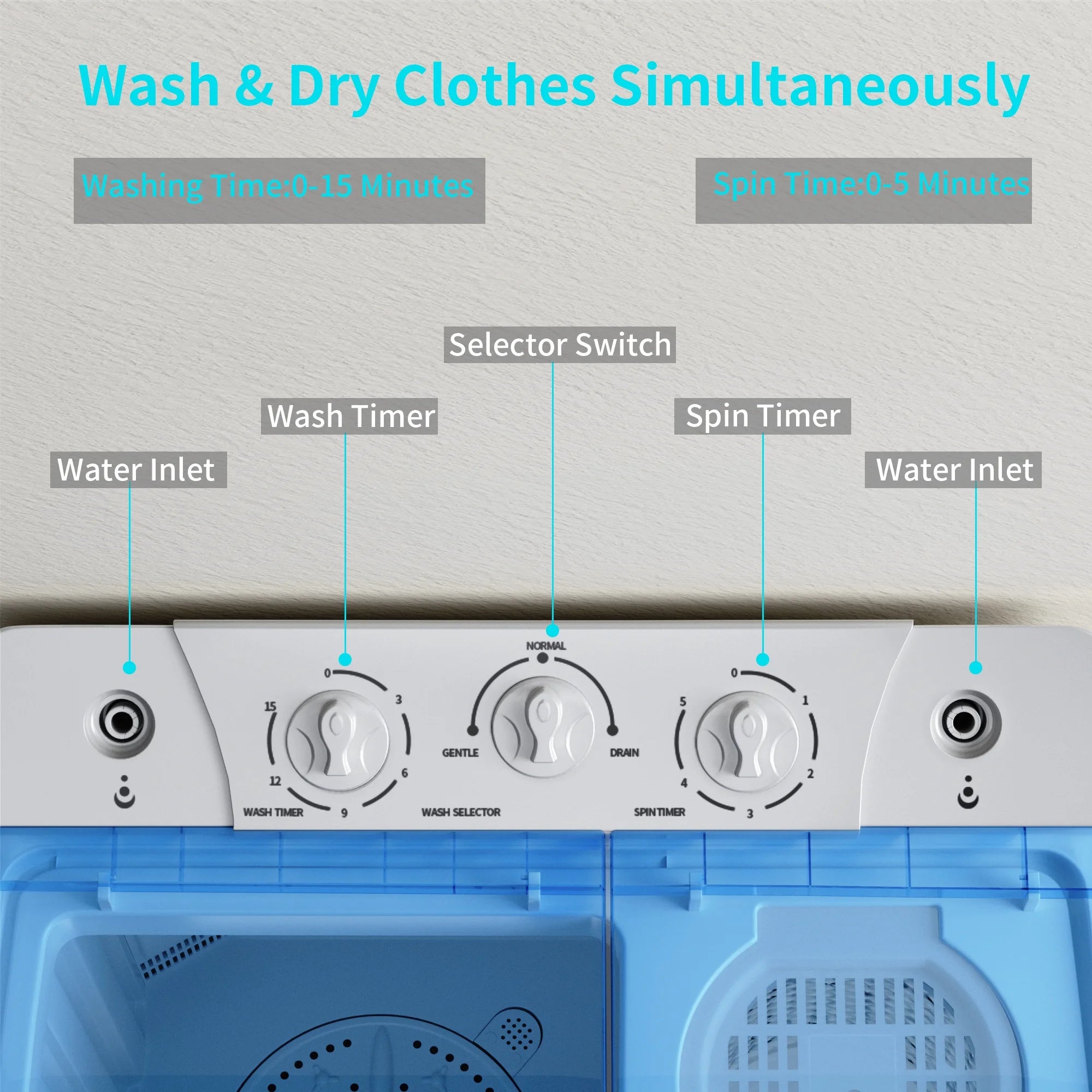 Portable Twin Tub Washer & Dryer Combo, 2.33 cu.ft., Blue V943121