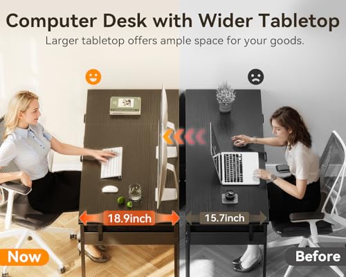 Computer Desk with 6 Drawers, 40 Inch Small Desk with Storage L2851