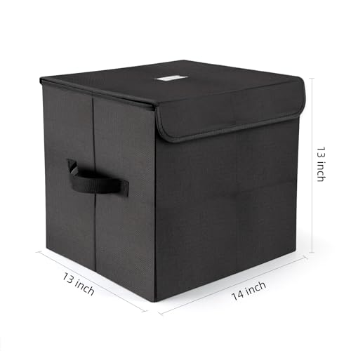 7-inch Vinyl Record Storage Box, Foldable Stackable Set of 2 with Lid and Handle D3720