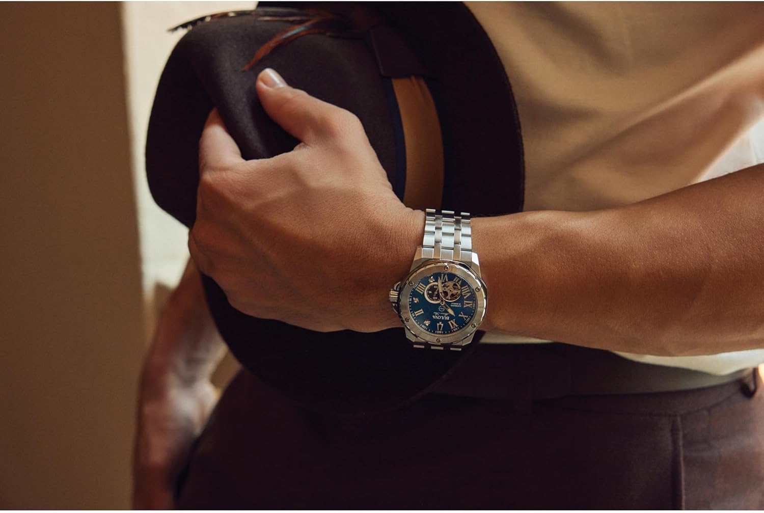 Men's Automatic Stainless Steel Watch with Blue Sunray Dial S690334