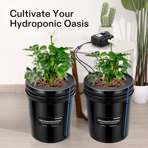 DWC Hydroponics Grow System with Top Drip Kit, 5-Gallon Deep Water Culture, Recirculating Drip Garden System I8634