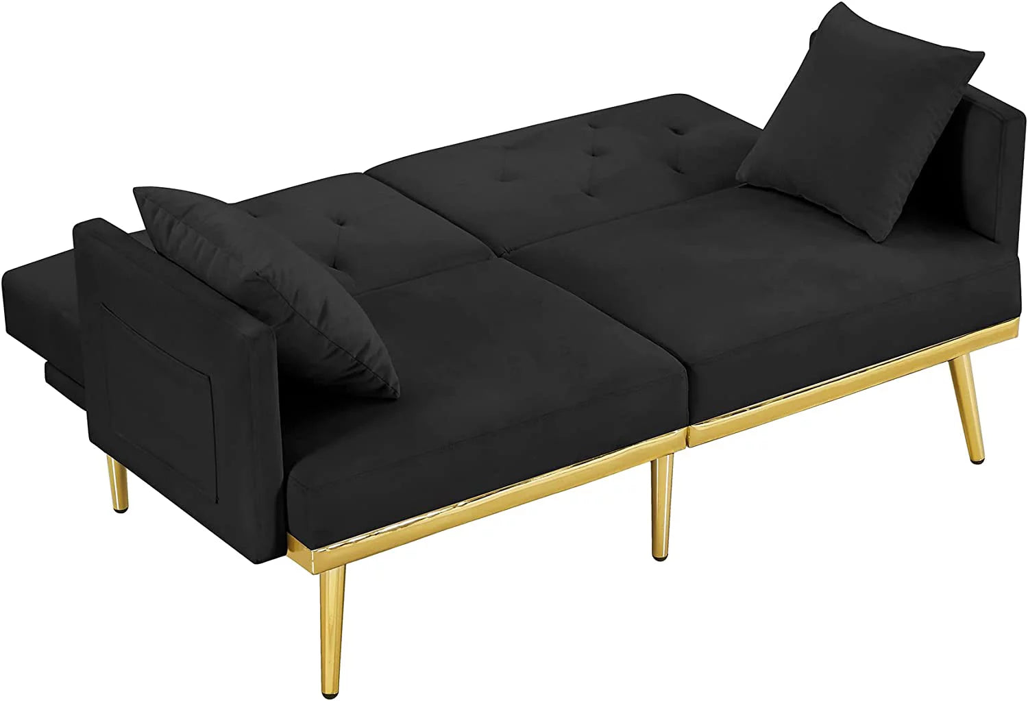 Convertible Folding Sofa Bed with 2 Pillows, Velvet Sleeper Couch for Small Spaces Y7101