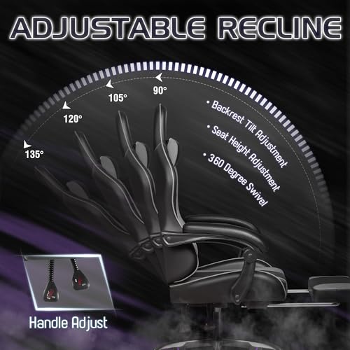 Gaming Chair with Footrest and Massage Lumbar Support J131131