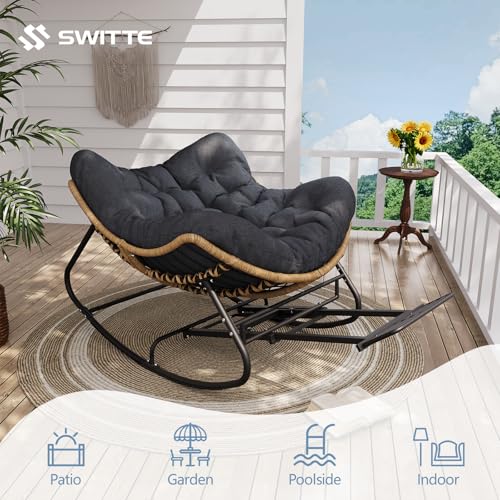 Oversized Patio Papasan Rocking Chair with Wicker Lounge G5657