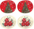 Christmas Holiday Oval Paper Disposable Plates, 13" X 10.5", 2 Designs (48 Plates)