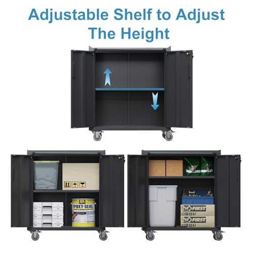 Wall Cabinet with 2 Doors, Lockable, Adjustable Shelves, Heavy Duty Steel J4545
