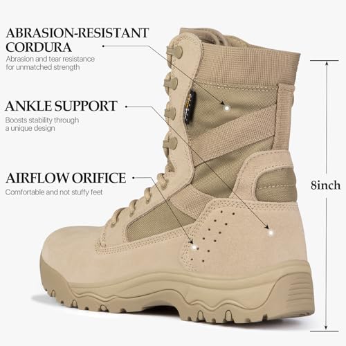 Men's Tactical Boots 8 Inches Lightweight Suede Leather Military Work Boot J951812