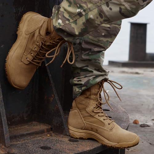 Men's Tactical Boots 8 Inches Lightweight Suede Leather Military Work Boot J951812