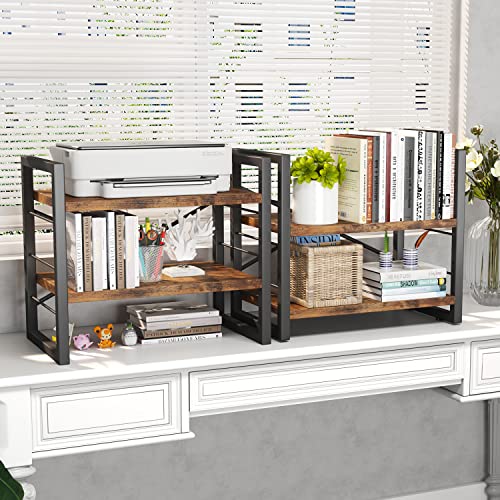3 Tier Industrial Bookcase, Rustic Etagere Bookshelf for Living Room U5786