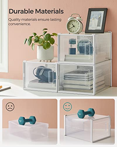 Shoe Boxes, Pack of 12, Stackable Clear Plastic Storage Organizers for Closet N6620