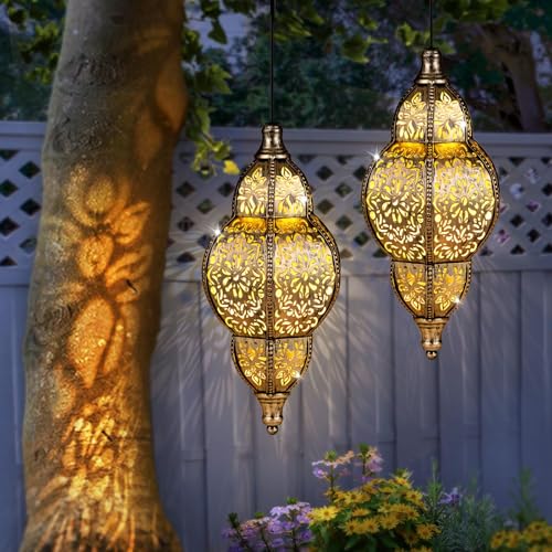 Hanging Solar Lantern Outdoor Decor, Waterproof LED for Garden Patio T6566