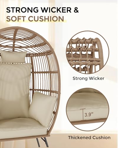 Wicker Egg Chair with Cushions and Ottoman L257