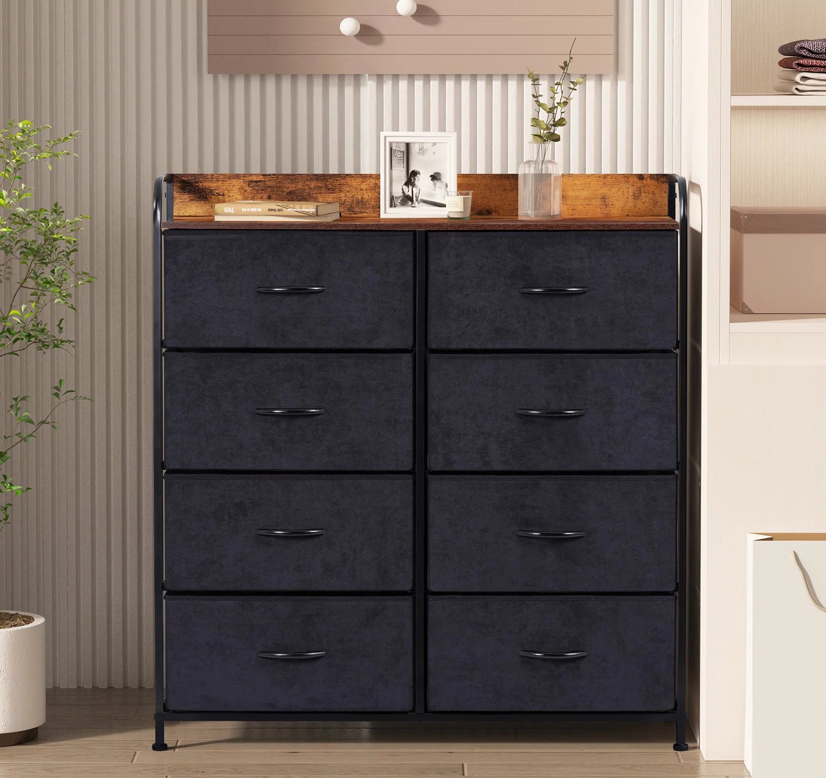 8-Drawer Dresser for Bedroom with Rustic Finish D4858