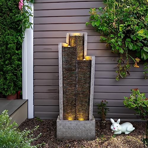 Outdoor Garden Water Fountain with LED Lights and Pump U29404